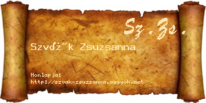 Szvák Zsuzsanna névjegykártya